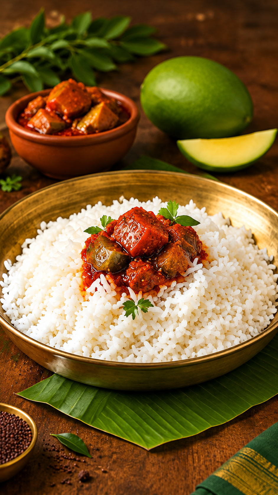 PSK mango pickle with rice
